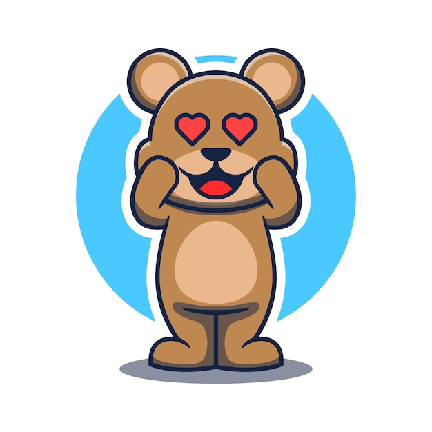 Cute bear logo mascot cartoon illustration in love