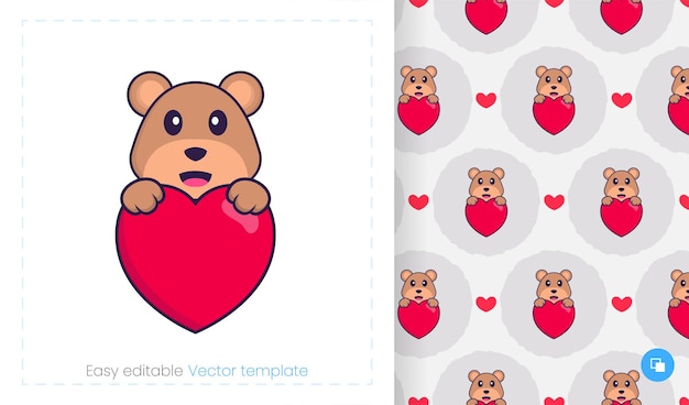 귀여운 곰 마스코트 캐릭터. 스티커, 패턴, 패치, 섬유, 종이에 사용할 수 있습니다.