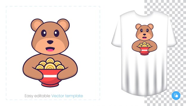 Cute bear mascot character. Can be used for stickers, pattern, patches, textiles, paper.