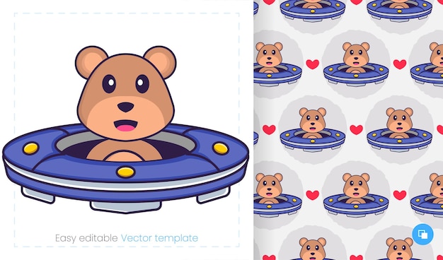 Cute bear mascot character. Can be used for stickers, pattern, patches, textiles, paper.