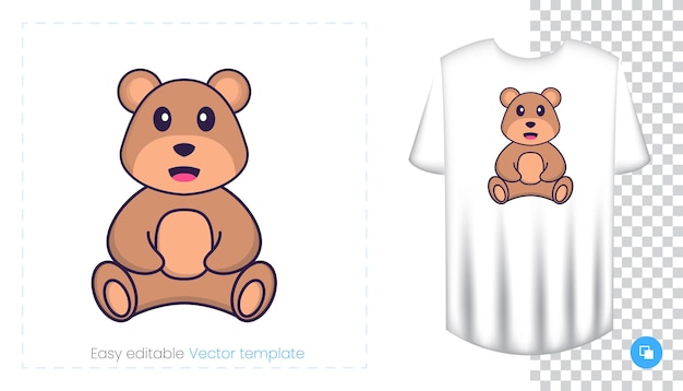 Cute bear mascot character. Can be used for stickers, pattern, patches, textiles, paper.