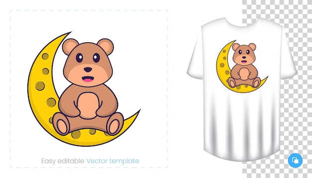 Cute bear mascot character. Can be used for stickers, pattern, patches, textiles, paper.