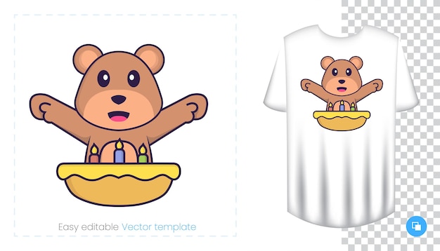 Cute bear mascot character. Can be used for stickers, pattern, patches, textiles, paper.