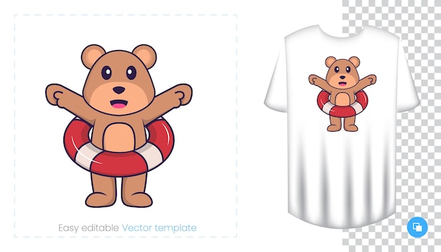 Cute bear mascot character. Can be used for stickers, pattern, patches, textiles, paper.