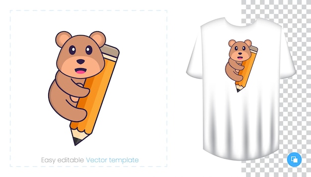 Cute bear mascot character. Can be used for stickers, pattern, patches, textiles, paper.