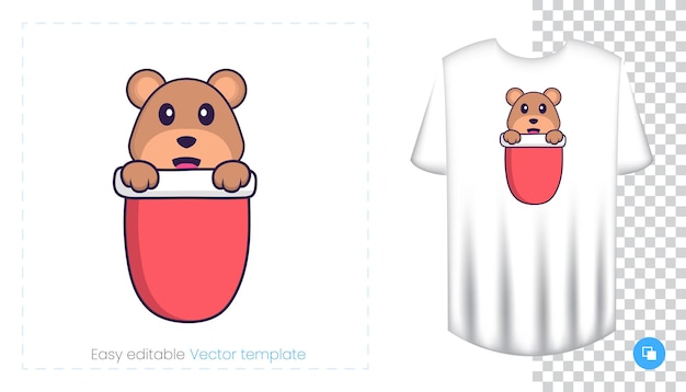 Cute bear mascot character. Can be used for stickers, pattern, patches, textiles, paper.