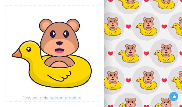 귀여운 곰 마스코트 캐릭터. 스티커, 패턴, 패치, 섬유, 종이에 사용할 수 있습니다.