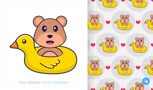 Cute bear mascot character. Can be used for stickers, pattern, patches, textiles, paper.