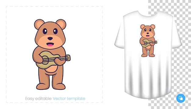 Cute bear mascot character. Can be used for stickers, pattern, patches, textiles, paper.