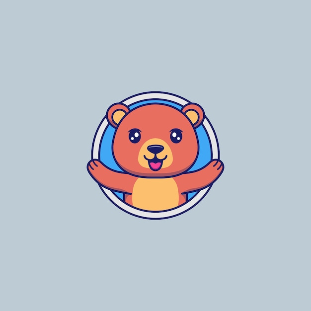 Vector cute bear mascot logo