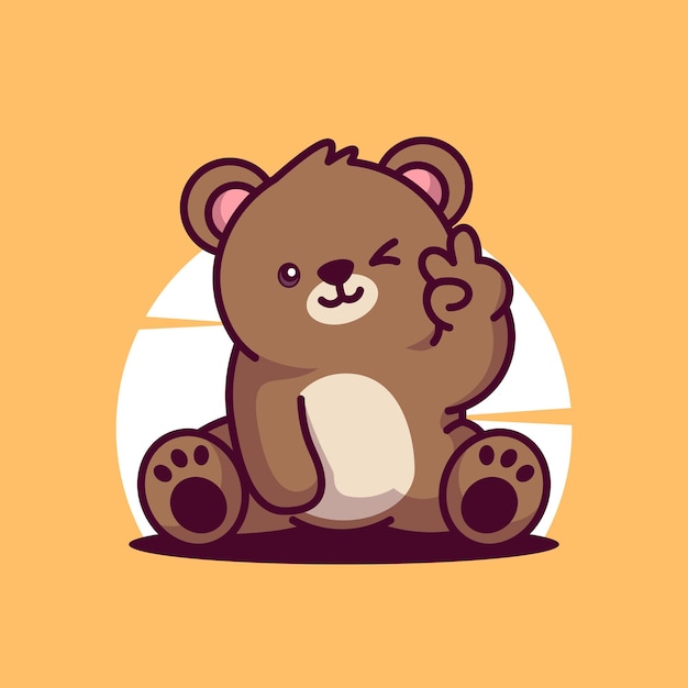 Милый медведь талисман вектор значок мультипликационный персонаж иллюстрация