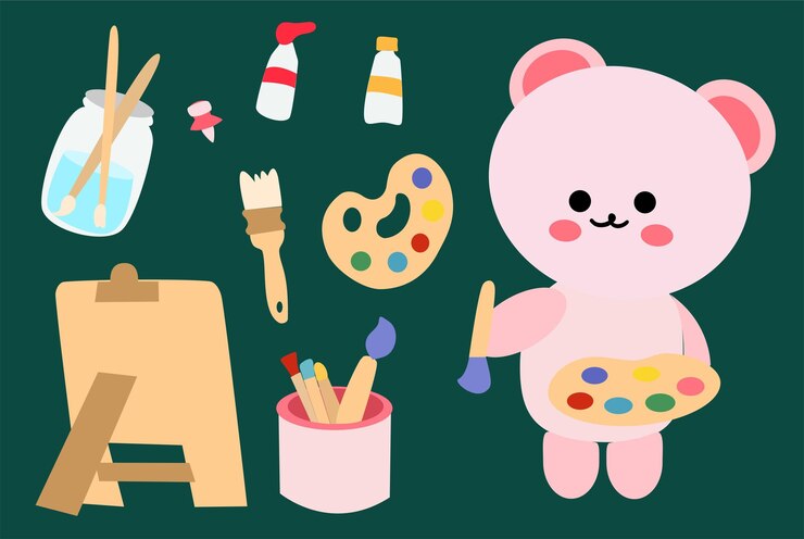 Vector 귀여운 과 그림 그리는 도구
