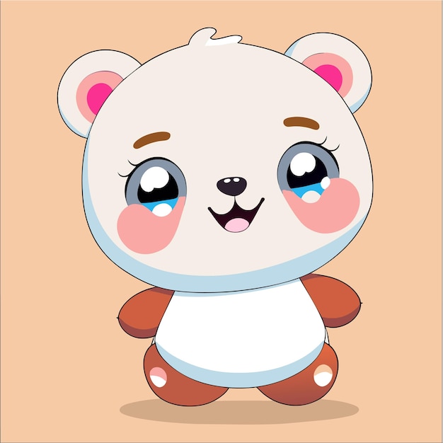 귀여운 곰 팬더 손으로 그린 만화 스티커 아이콘 개념 고립 된 그림