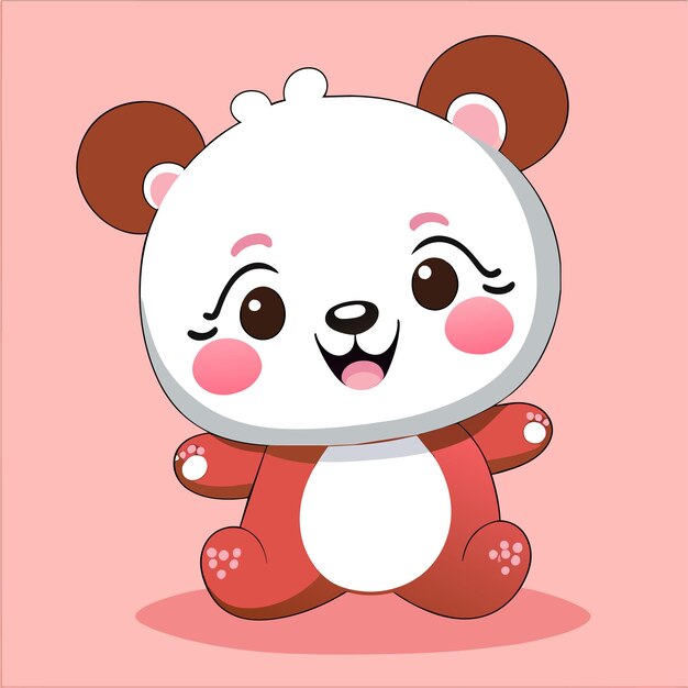 Cute bear panda hand drawn cartoon sticker icon concept isolated illustration
