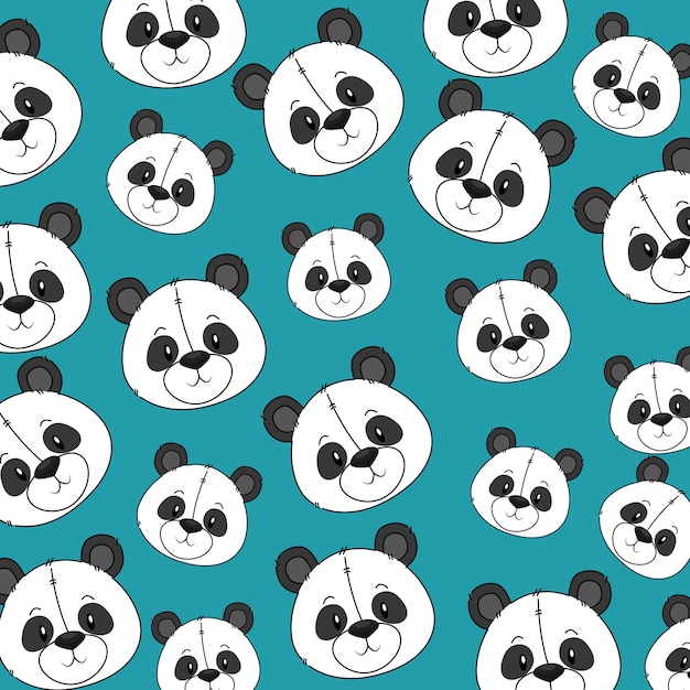 Cute bear panda heads pattern