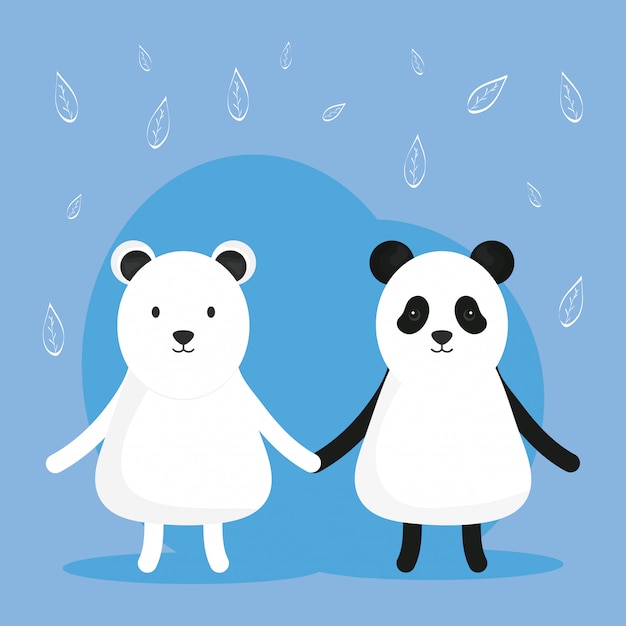 Cute bear panda and polar adorable characters