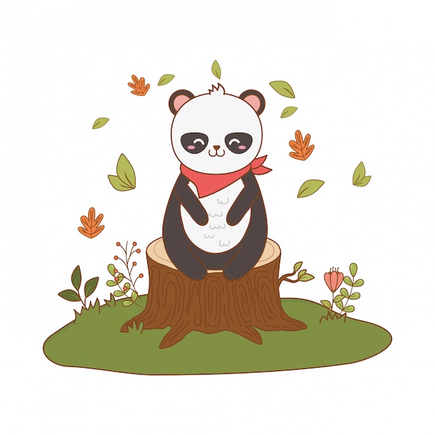귀여운 곰 팬더 숲 캐릭터