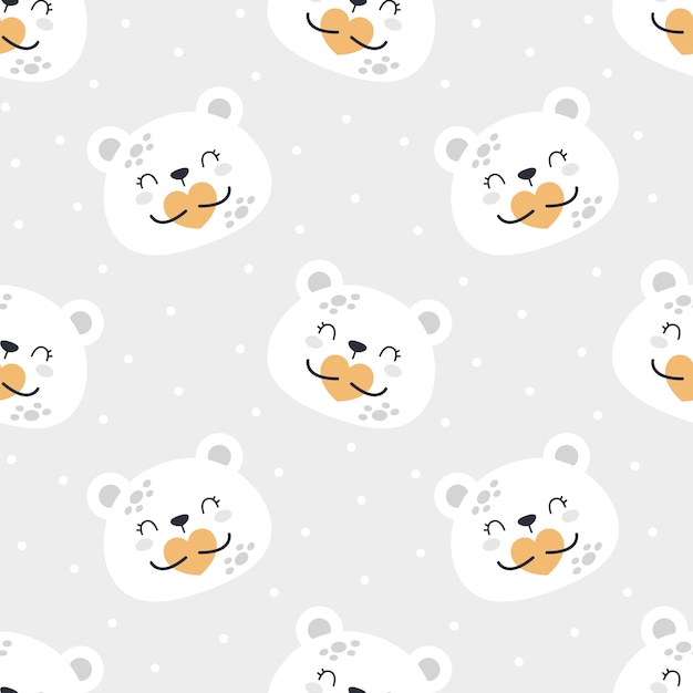 Cute bear planet seamless pattern