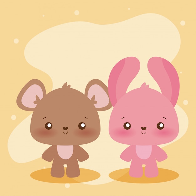 Cute bear and rabbit cartoon