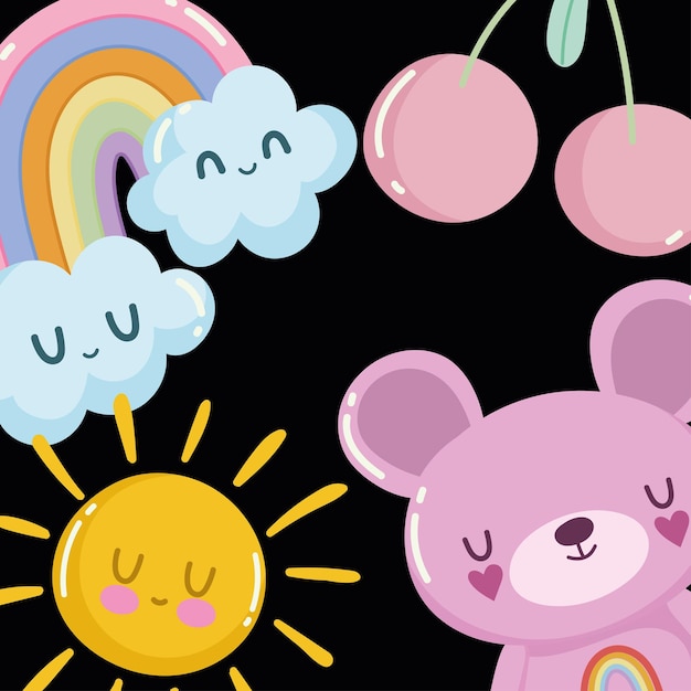 Cute bear and rainbow