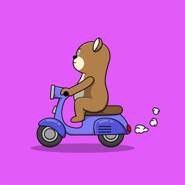 Vector cute bear riding scoote