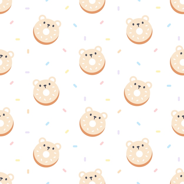 Vector cute bear ring dessert seamless   pattern