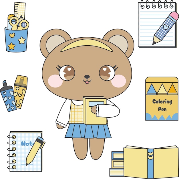 Cute Bear School Supplies