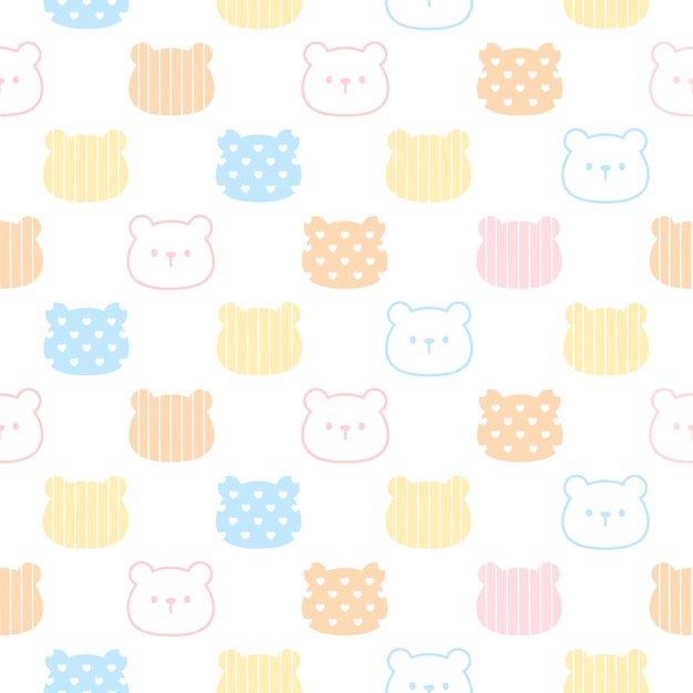 Cute bear seamless pattern background