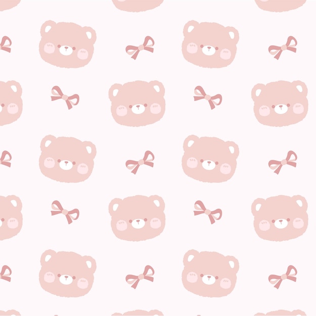 Cute bear seamless pattern girl wallpaper