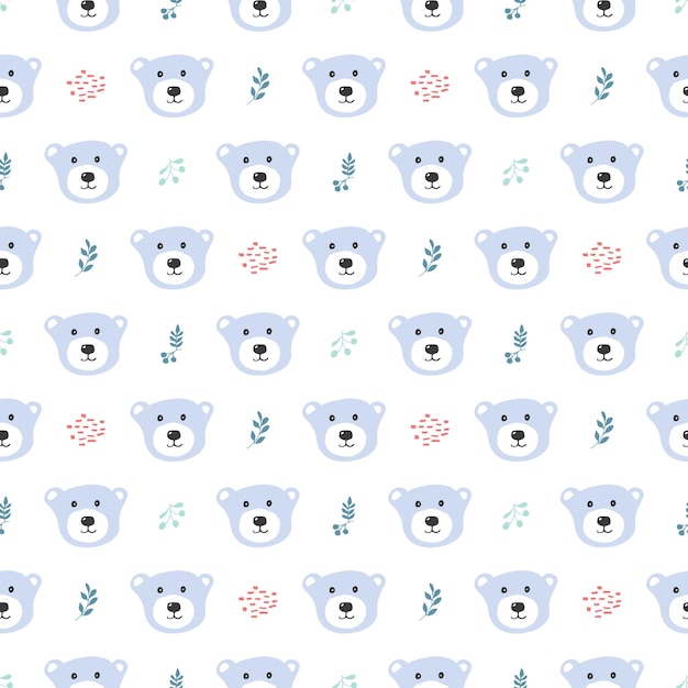 Cute bear Seamless pattern Vector illustration