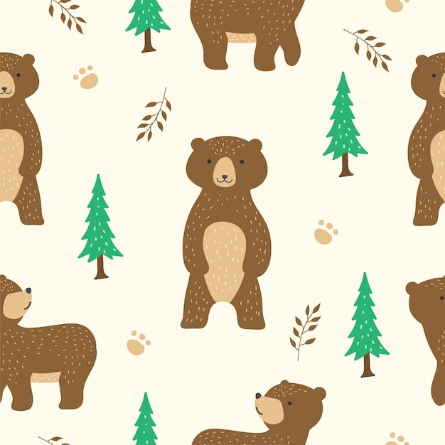 Cute bear seamless pattern for wallpaper