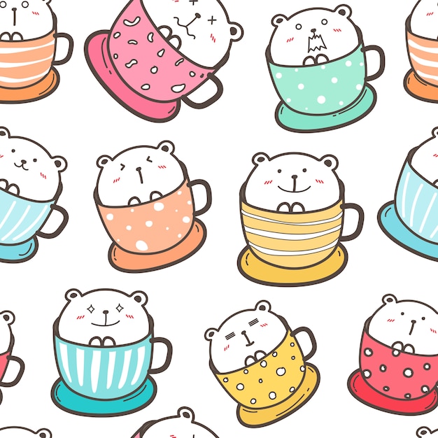 Cute bear seamless pattern