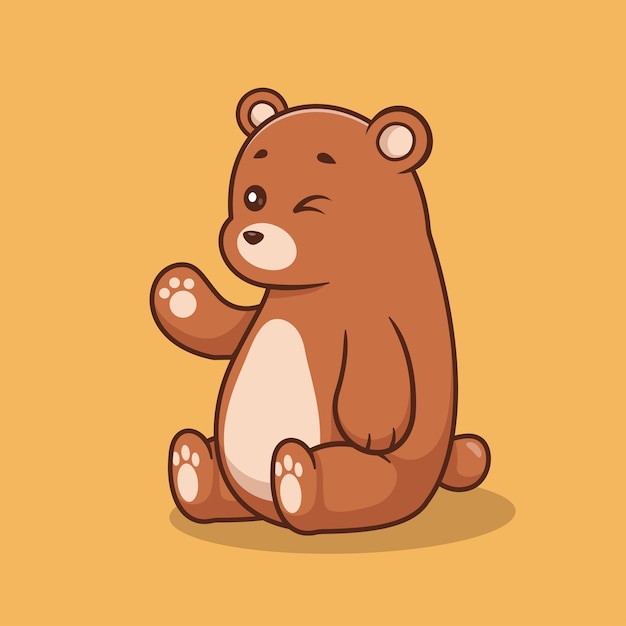 Cute Bear Sitting Cartoon Vector Icon Illustration Animal Nature Icon Isolated Flat Vector