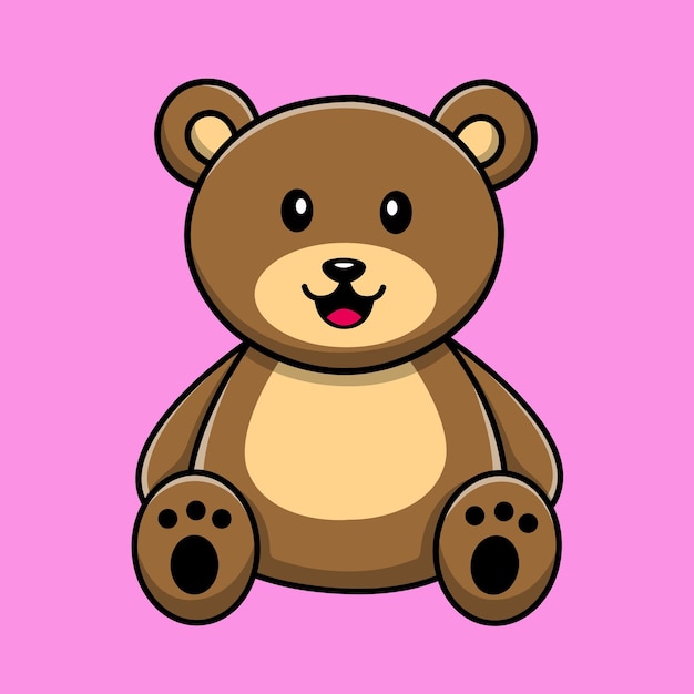 Cute Bear Sitting Cartoon Vector Icon Illustration