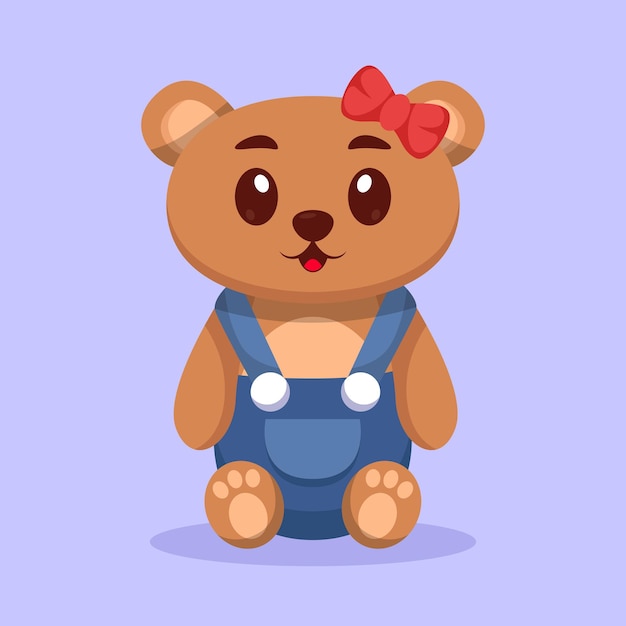 Cute Bear Sitting Cartoon Vector Illustration