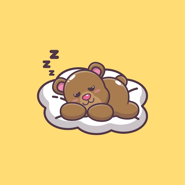 かわいいクマの睡眠漫画ベクトルイラスト