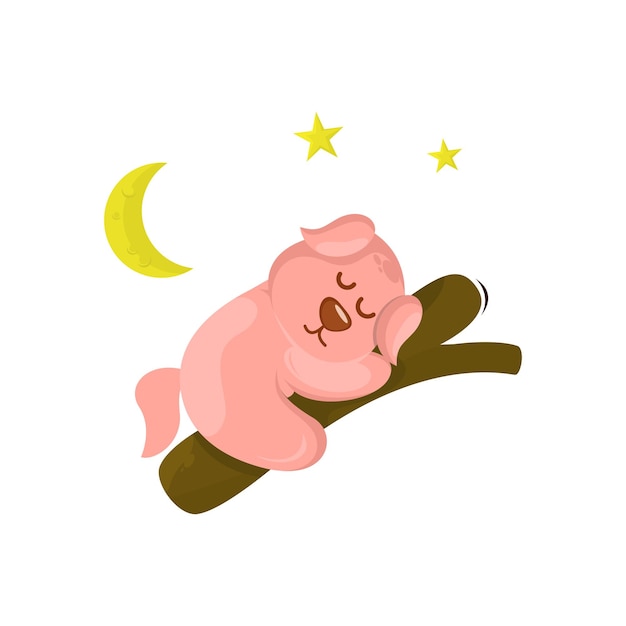 cute bear sleeping logo illustration