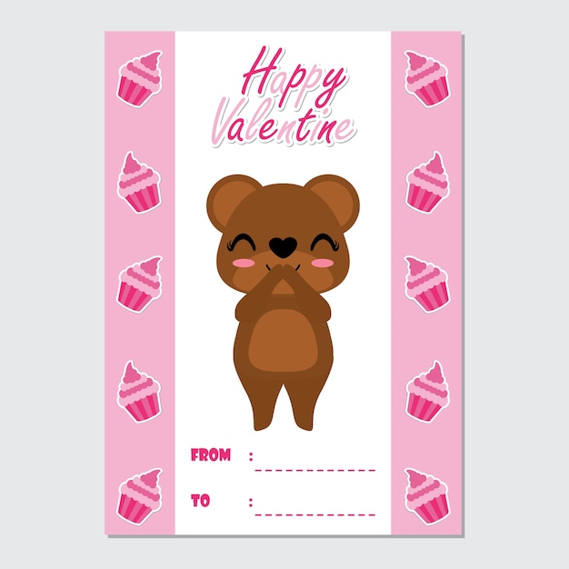 Cute bear smiles on cupcake border