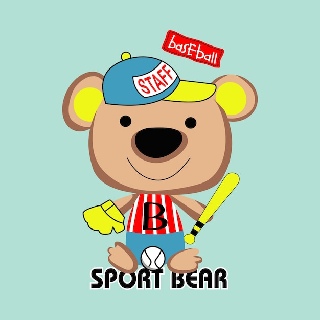 cute bear sport design cartoon vector illustration