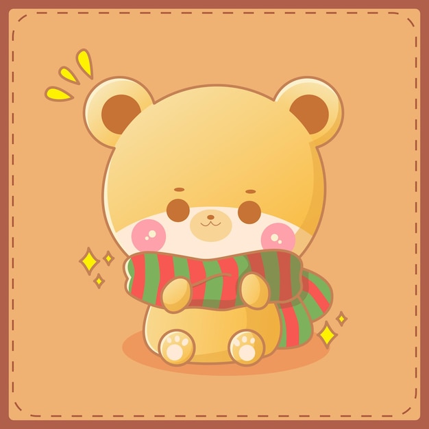 Cute bear sticker cartoon