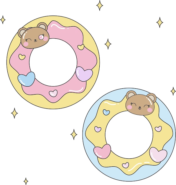 Cute Bear sweet heart donuts