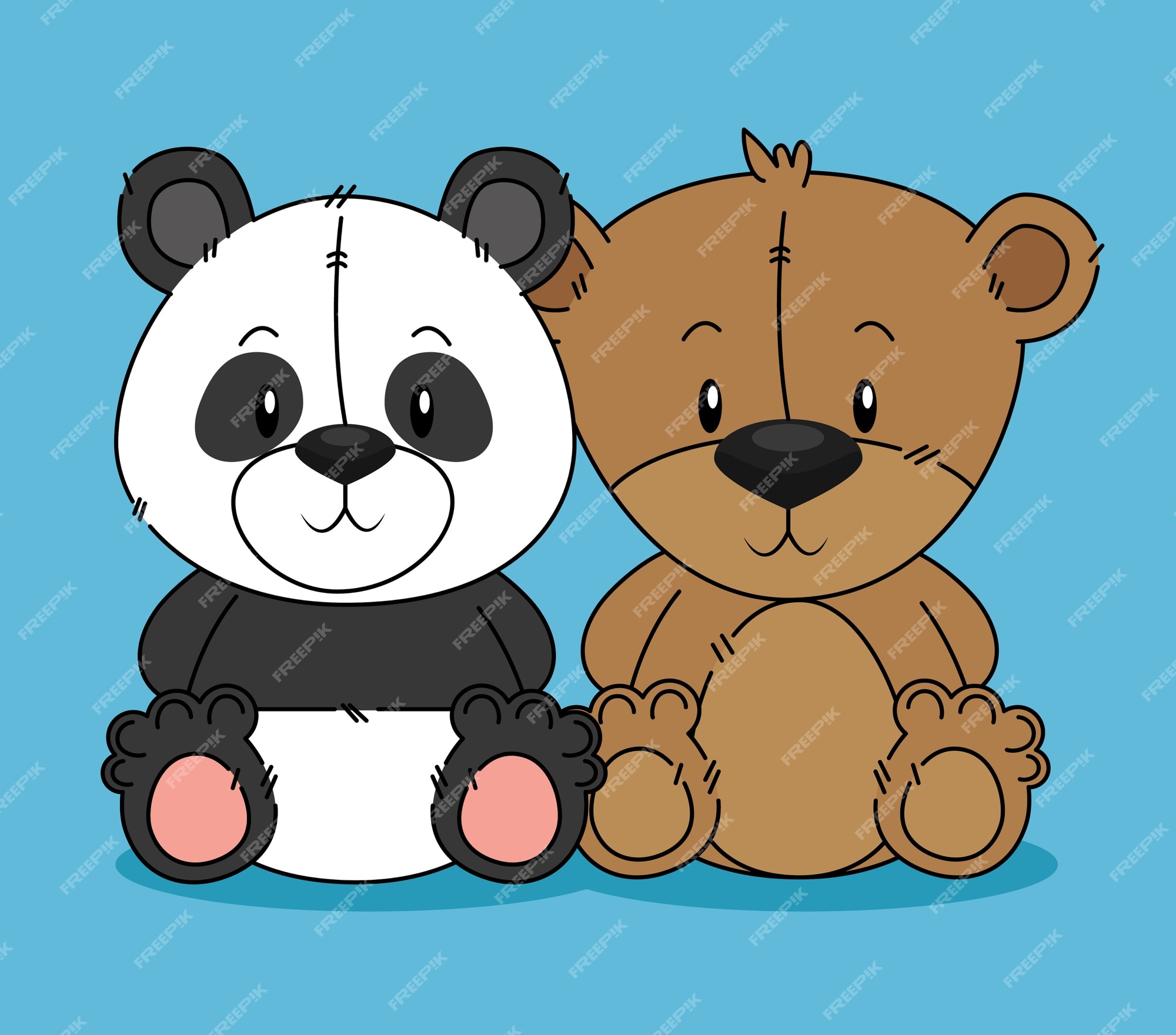 Premium Vector | Cute bear teddy and panda characters