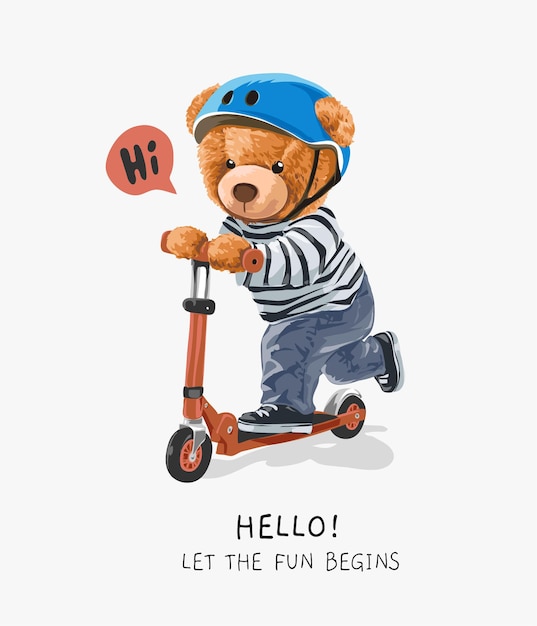 cute bear toy riding scooter