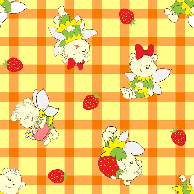 Cute bear vector seamless pattern illustration