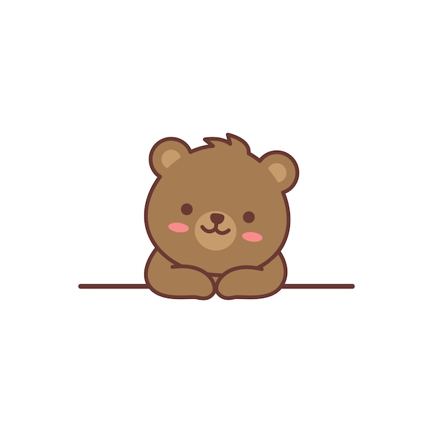 Cute bear over wall cartoon