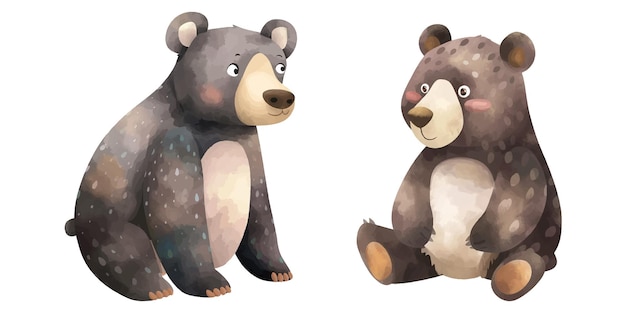 cute bear watercolor illustration