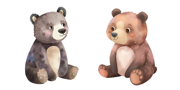 cute bear watercolor illustration