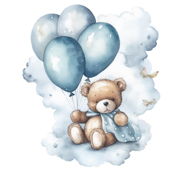 cute bear in watercolor style illustration