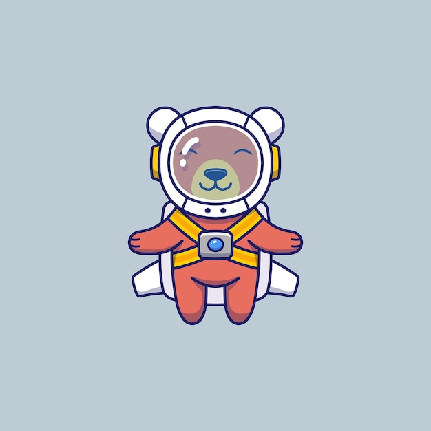 Vettore simpatico orso con tuta da astronauta
