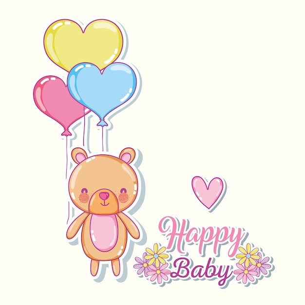 Vector cute bear with balloons vector illustration graphic design